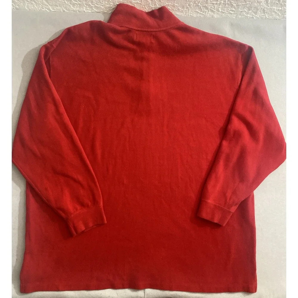 Polo Ralph Lauren 1/4 Zip Red Cotton Pullover Men's Size 4XLT  Tall Blue Pony